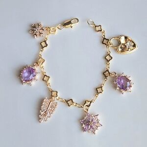 Gold and Purple Charm Bracelet